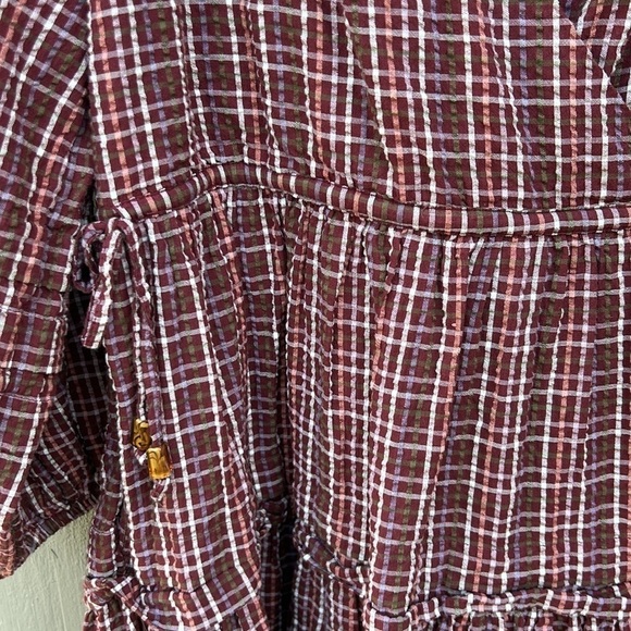 Madewell Oaklynn Drawstring Mini Dress Bohemian Hippie Festival Gingham Sz PS - Picture 6 of 9